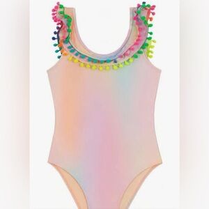 PilyQ Little Girl’s Size 6 Colorful Pom-Pom One-Piece Swimsuit